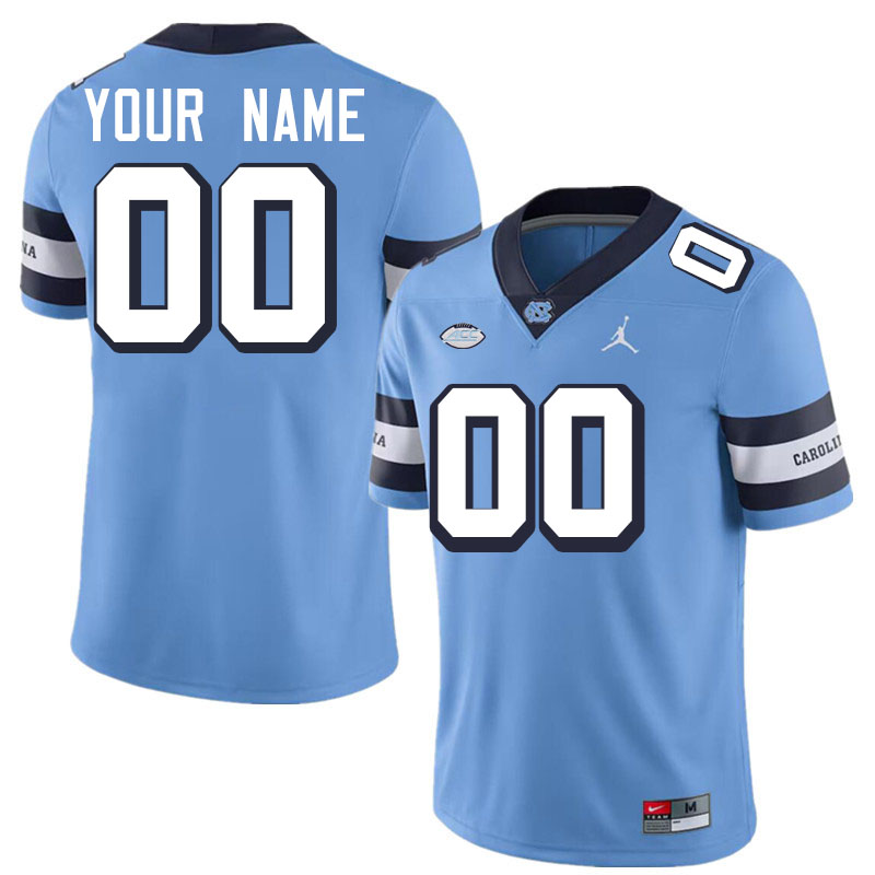 Custom North Carolina Tar Heels Name And Number Football Jerseys-Throwback Blue